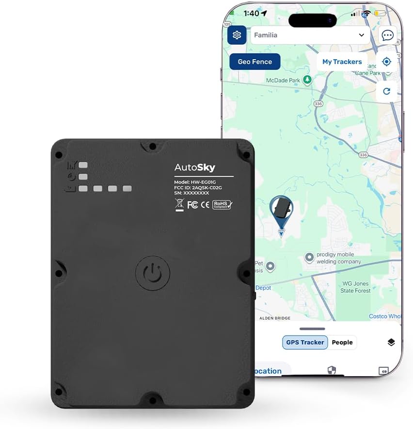 AutoSky GPS Tracker with Mobile & Desktop App, Removal Alert, 3-Month Battery, Strong Magnet, Real-Time Tracking, Geofence Alerts, Cargo & Fleet Monitoring, HW-EG-01G