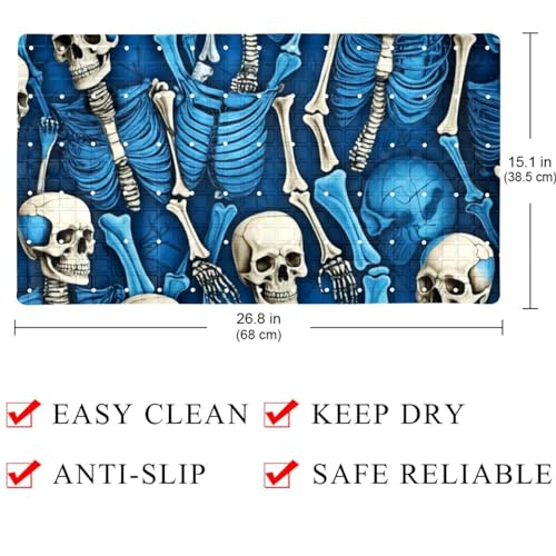 Alfombrilla de baño extra larga absorbente con diseño de esqueleto 5
