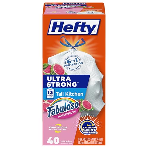 Hefty Ultra Strong 13 Gal Kitchen Trash Bags, Fabuloso Watermelon, 40ct - image 1
