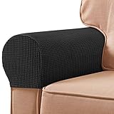 qifeiza Sofaarm-Stretchcover, Dehnbare Armchair Armlehnenabdeckungen Anti-Rutsch Spandex Polyester Sofachair Armkappen Schutzabdeckungen für Möbel (schwarz)