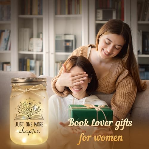 Book Lovers Gifts for Women, Just One More Chapter Mason Jar Night Light — photo 2