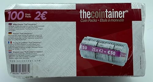 CECONCEPT Münzetui, 2,00 Euro, 100 Stück, Transparent, Münzpackung