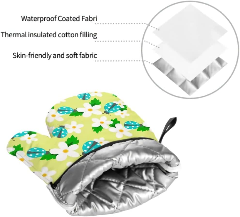 Oven Mitts and Pot Holders Set 4pc Thicken Heat-Resistant Gloves and for Baking Cooking