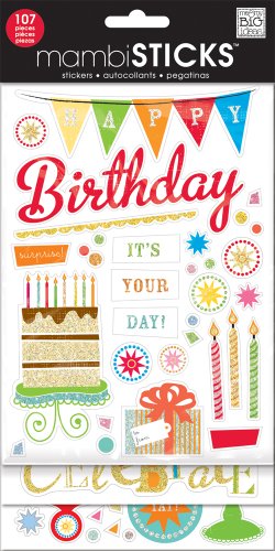 me & my BIG ideas Glitter Sticker Flip Value Pack, Happy Birthday