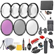 58mm Essential Camera Accessory Kit for Canon EOS Rebel SL3, SL2, 250D, 200D DSLRs with HD Filters, HD Macro Close Ups, Remote, Replacement LP-E17 Battery & More 20 Pcs
