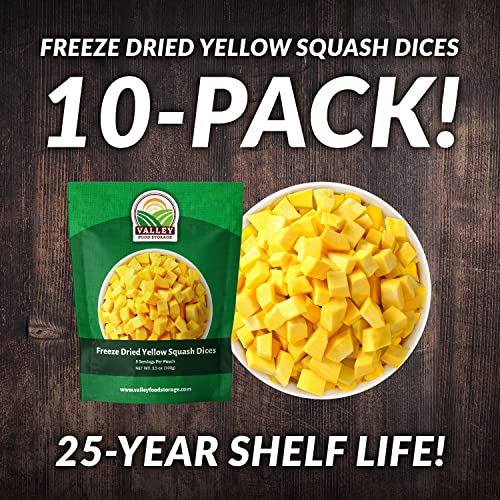 Image of Freeze Dried Yellow Squash 10-Bag Bucket, 35 Oz | Premium Emergency Food Supply 25 Year Shelf Life | Prepper Supplies, Survival Food, Off Grid Living Supplies | Valley Food Storage Packaged in USA