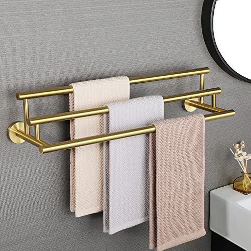 Alise Bath 3 Towel Bars Towel Holder Towel Hanging Rod/Rail Storage Wall Mount 24-Inch Towel Rack For Bathroom,Gyt6903-G Sus304 Stainless Steel Brushed Gold #TOP2