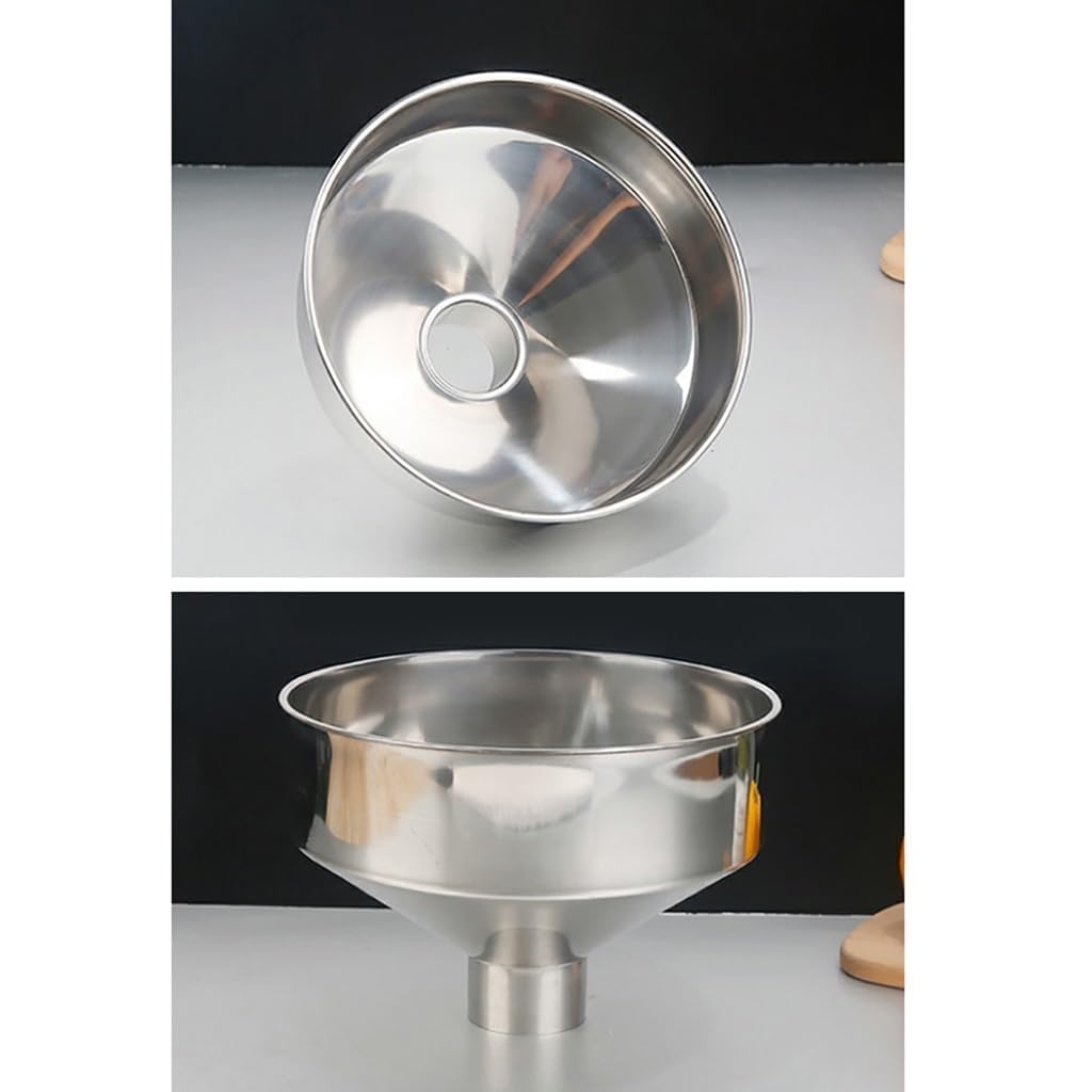 ENDECHO DE Acero INOXINO ENDELO Grande BURGO DE CALIBRO Grande para COTICIÓN Use el Embudo de Grado de Alimentos para transferir líquidos y ingrentes Secos, diámetro de 25 cm, Plata, 25/6 cm