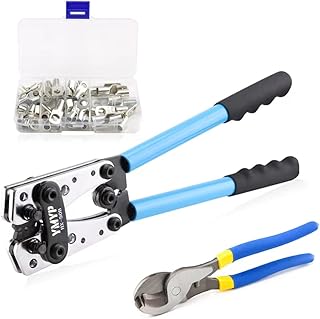 Battery Cable Crimping Tool with Cutter,10-1 AWG 60 Pcs Heavy Duty Wire Lugs,Crimping Pliers Crimper for Electrical Battery Copper Ring Terminals
