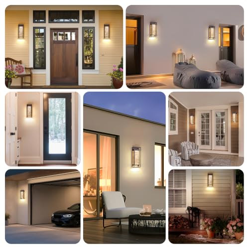 Image of LUTEC 2 Pack Outdoor Wall Light Fixtures, 5 Color Temperature Porch Light Wall Sconce with Crystal Bubble Glass,Waterproof Outdoor Wall Lanterns, Modern Outside Lights for House Front Door Garage