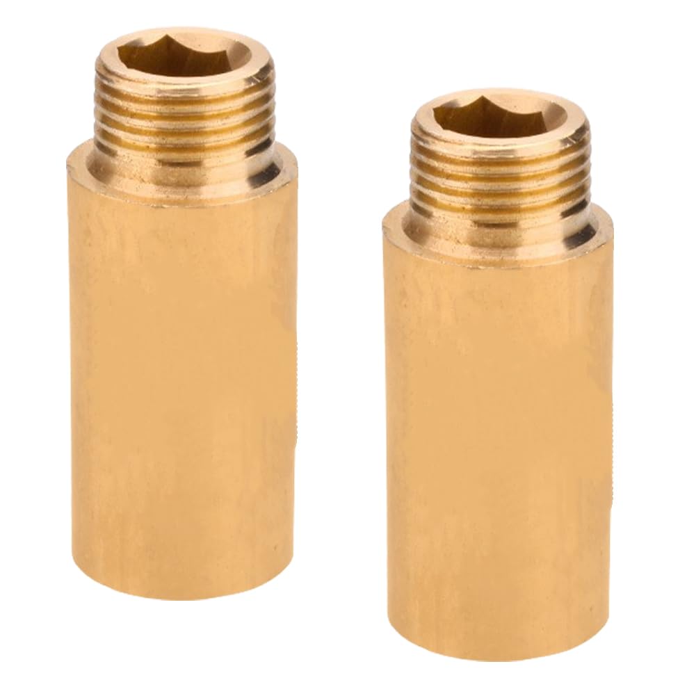 Prolunga per rubinetto, 1/2 pollici x 5 cm, 2 pezzi, prolunga filettatura DN15, 1/2" IG x 1/2" AG, raccordo in ottone per installazione di cavi, prolunga per acqua potabile e impianti di riscaldamento