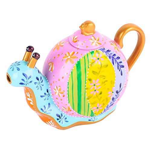 Artvigor Teiere Caffettiere Caraffe per tè e caffè in Porcellana Ceramica Lumache Set da caffè tè per Una Persona Colori Misti Oro Rosa Azzurro 1200ml