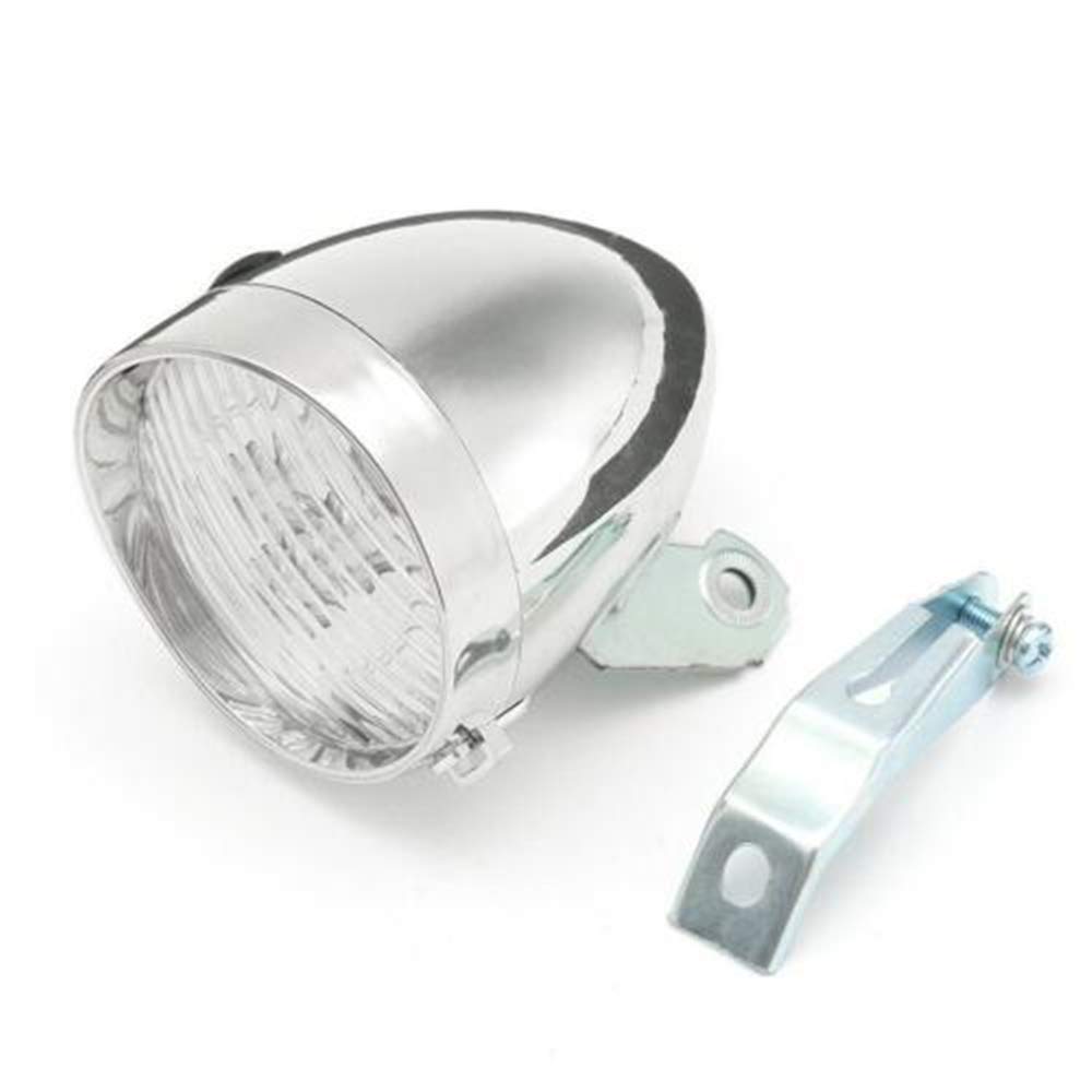 Faro LED Vintage In Metallo Cromato Per Bicicletta | Luce Anteriore Retrò Con Perline Super Luminose E Supporto