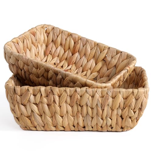 Small Wicker Baskets for Organizing 2 Pack, Hand Woven Baskets for Storage, Towels and Toilet Paper Organization, Woven Gift Basket,Countertop Baskets Set for Organizing by DAICOLAD - Used condition - US$23.74