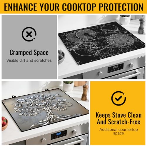 Image of Stove Top Cover for Electric Stove,Glass Stove Top Cover, Heat Resistant Glass Cooktop Cover, Stovetop Protector, Kitchen Decor, Dish Drying Mats Cover for Ceramic Washer Top 28.5x20.5 inch