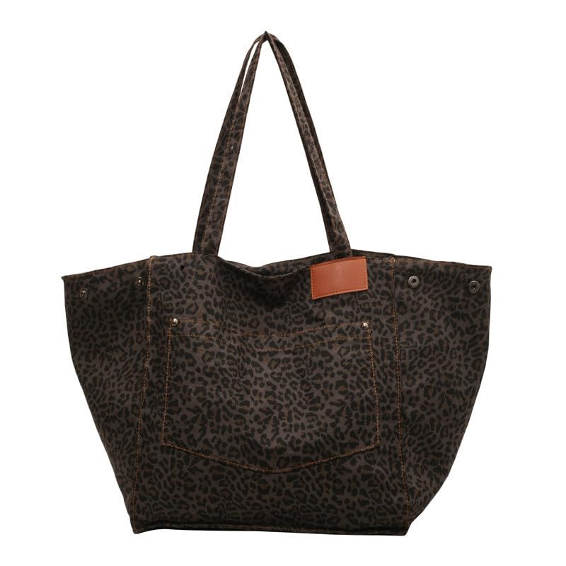 CHENXIAOHONG Bolsa de ombro, bolsa tote, grande capacidade, estampa de leopardo, bolsa moda e versátil(Preto)