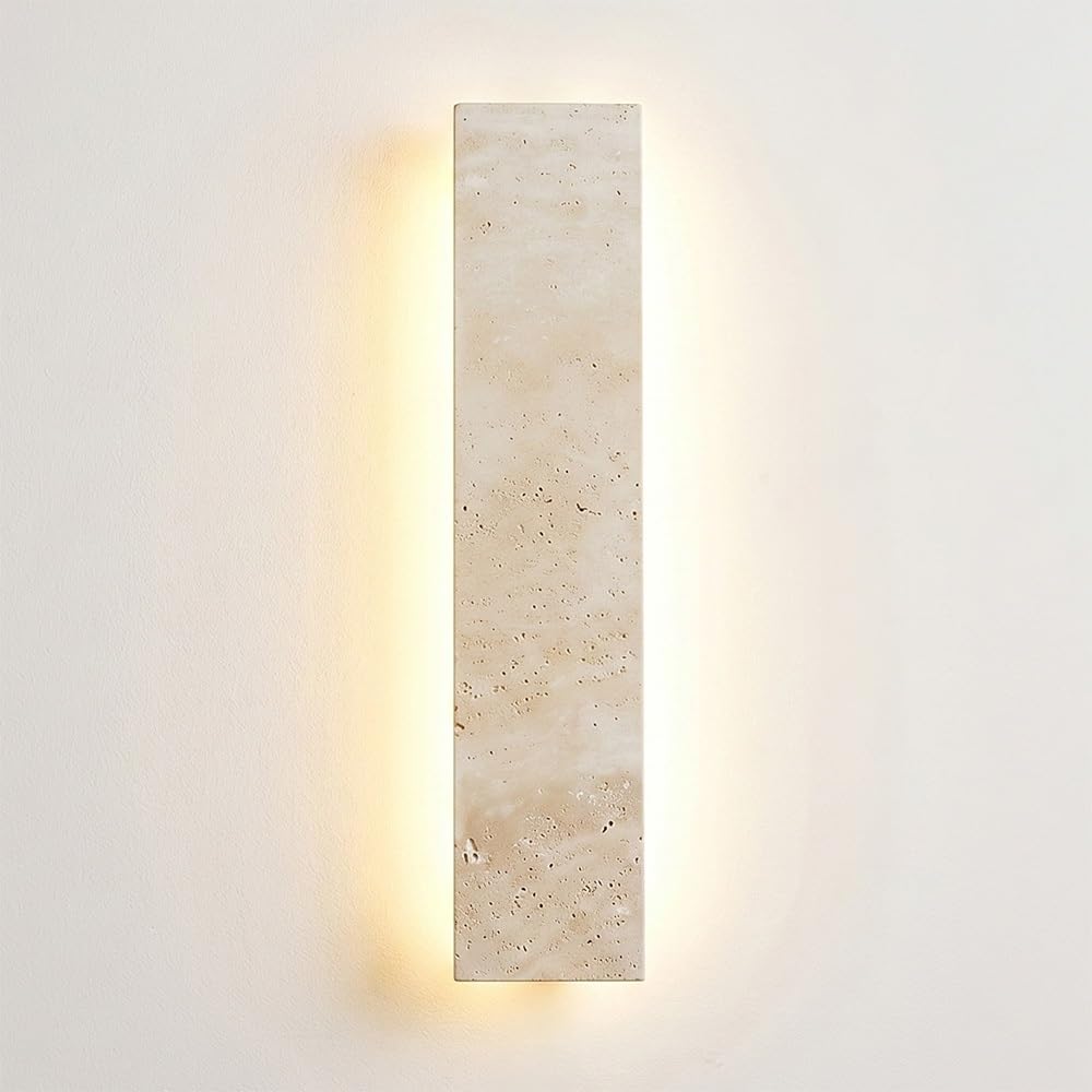 COSRUB Long Strip Travertine Wall Lamp, Ambient Side Lighting Linear Wall Lights Minimalist Full Spectrum 3CCT Selectable Wall Sconce for Hallway Stairs Entryway(Rectangle,40cm/15.74in)