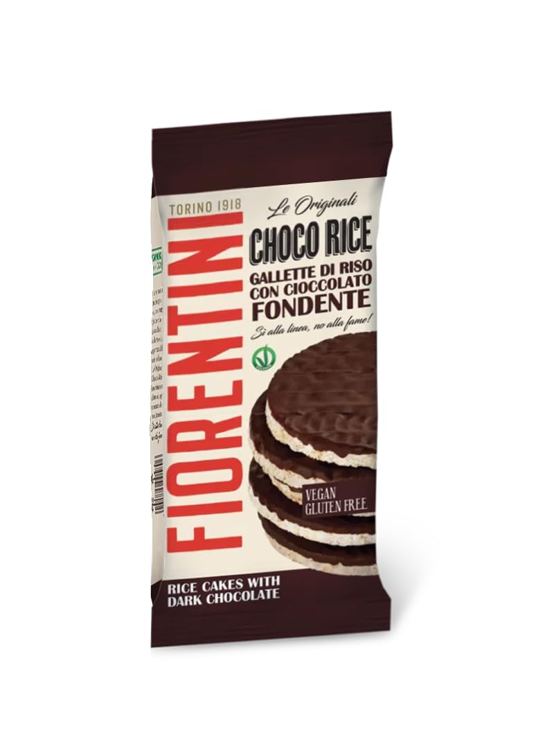 Fiorentini Choco Rice Gallette di Riso con Cioccolato Fondente Vegane e Senza Glutine (Gluten Free) 100g [CAIYA® BOX da 8 Confezioni]
