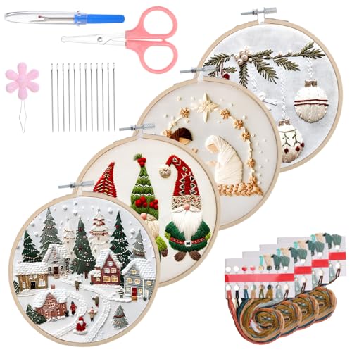 Kit de broderie de Noël Homoyoyo pour apprendre la broderie facilement