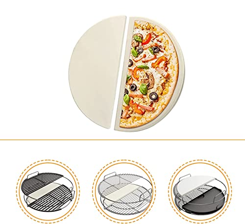 Generic 15 HALF MOON Mencious 15 Inch Half Moon Pizza Stone Conveggtor, Heavy Duty Ceramic Heat Deflector Plates Pizza And Baking Stone For Oven And Grill thumb #2
