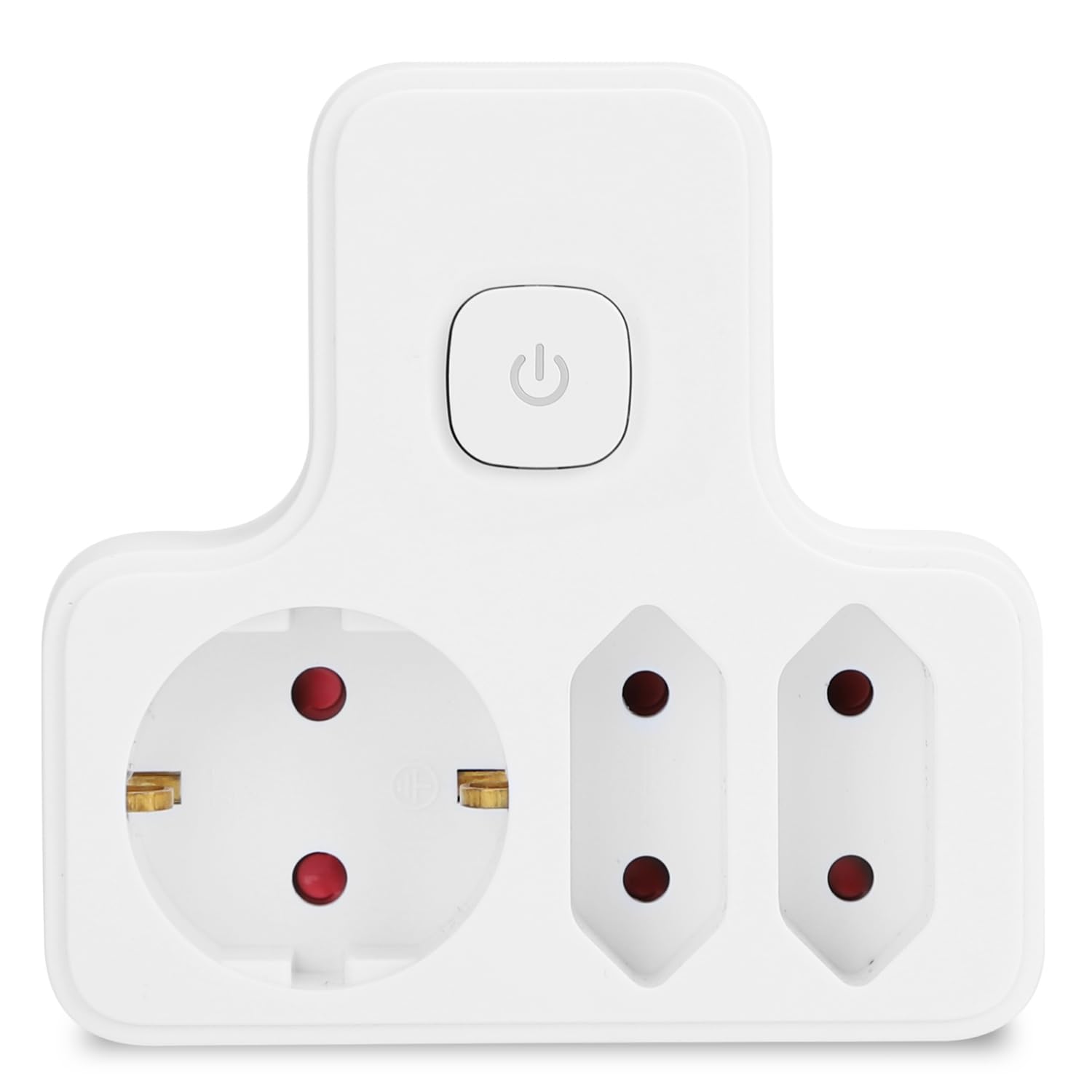 Adapter gniazdkowy Aigostar z przełącznikiem, 3 gniazda, adapter gniazdkowy z zabezpieczeniem przed dziećmi, 1 Schuko, 2 wtyczki EU, biały