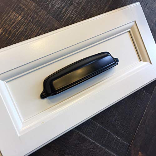 Southern Hills Black Drawer Pulls - Cup Pulls - Bin Pulls - 5 Inch Centers - Pack Of 5 - Black Cabinet Handles - Black Kitchen Hardware - Agarraderas Para Gabinetes De Cocina Shkm004-Blk-5 #TOP4
