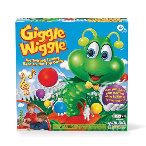 PlayMonster Giggle Wiggle Board Games for Kids, Hand-Eye Coordination, Preschool Games, The Twisting-Turning Race to Get Your Marbles to The Top Game, Ages 4+, Batteries Not Included