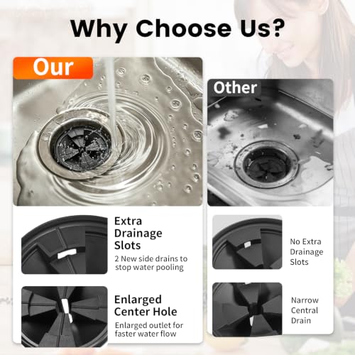Image of Garbage Disposal Splash Guard, 2 Pack Upgraded EPDM Rubber Drain Insert for InSinkErator Evolution Series 3 3 /8 inch QCB-AM Sink Baffle Drain Cover Removable Quiet Collar EPDM Strainer Insert Parts
