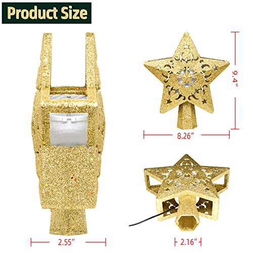 Romuche Christmas Tree Topper Gold Star Tree Topper With Rotating Santa Led Projector Christmas Tree Topper Lighted For Tree Toppers Christmas Decorations #TOP2