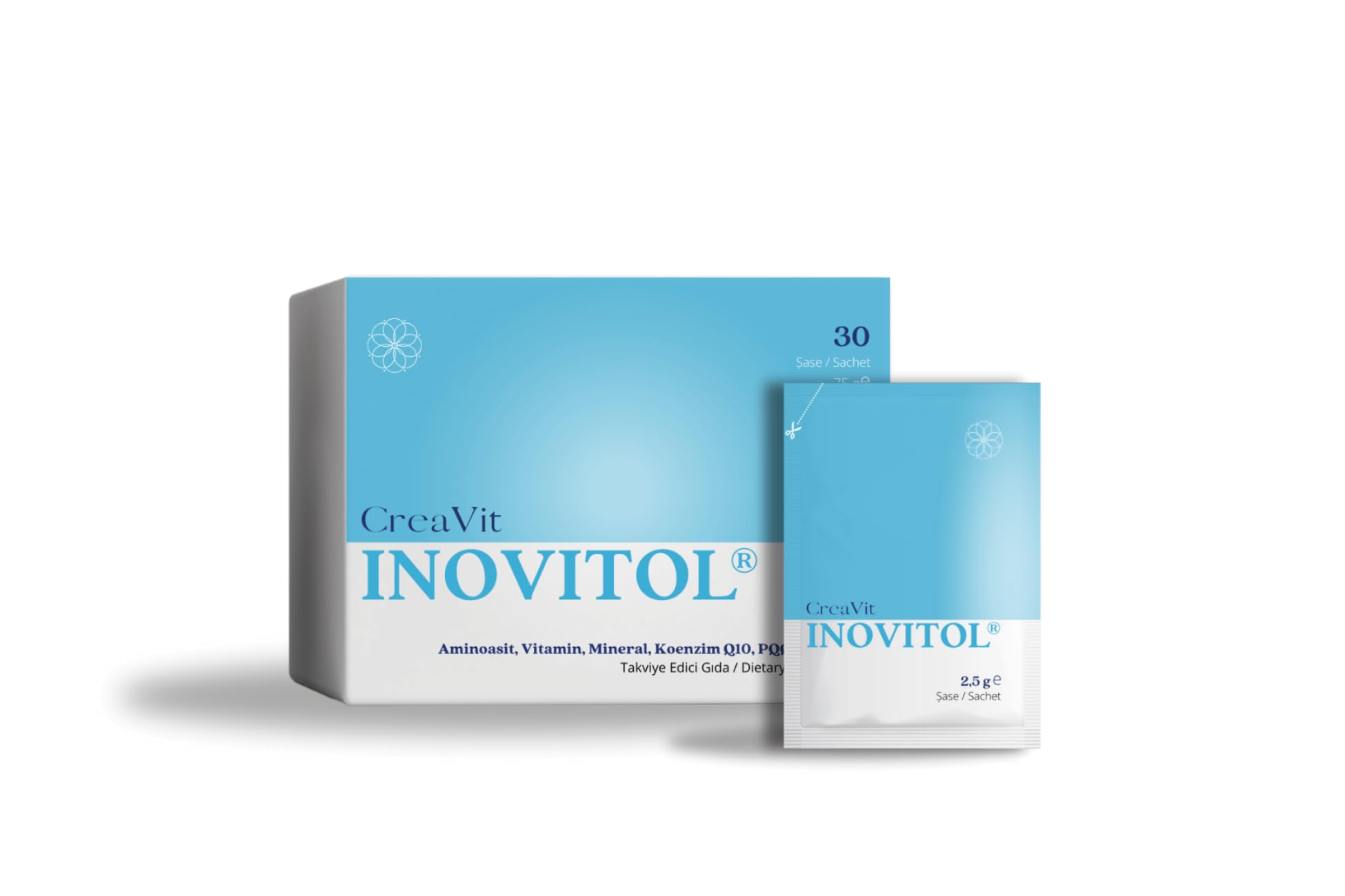 CreaVit Vitamin Inovitol® Aminoasit, Mineral, Q10, EGCG ve PQQ İçeren Takviye Edici Gıda, 30 Saşe