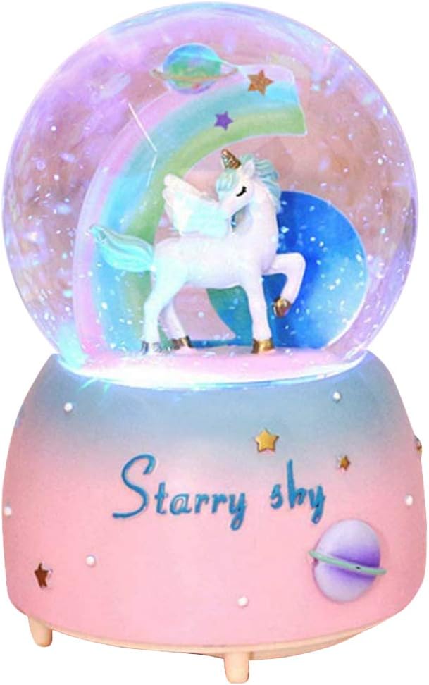 VECU Unicorn Snow Globe for Kids, 100 MM Snow Globe With
