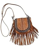 Handtasche Schultertasche Westerntasche Montana West Leder mit Fransen Nieten