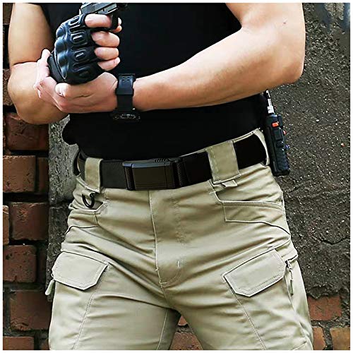 Hoanan Edc Quick-Release Tactical Belt, Men Nylon Stretch Military Riggers Belt, Black 28"-34" #TOP5