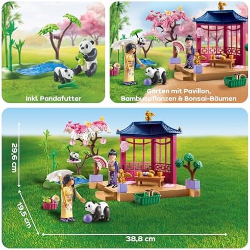 PLAYMOBIL My Life Asian Garden with Panda Feeding, Toy for Children from 4 Years, 71762
