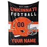 Personalized Throw Blanket for Football Fans - Ships Next Day - Made in USA - Custom Fleece Name Blanket - Ideal for Youth Football Players & Adults (50x60 Fleece - Cincinnati)