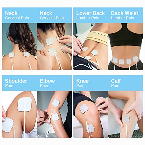 Tenker Tens Unit Replacement Pads 2X2" Reusable Electrode Pads - 20Pcs 3Rd Gen Latex-Free Self-Adhesive Electrotherapy Patches For Muscle Stimulator Electrotherapy - Non Irritating Stim Pads Design #TOP5