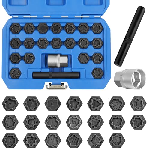 Image of 22PCS Wheel Locking Nut Key Kit Compatible with Audi 2002-2012 | Wheel Lock Nut Socket Adapter Set, Anti-Theft Lug Removal Tool, Anti-Theft Screw Remover, Repair Tool, Tyre Fitting, garage