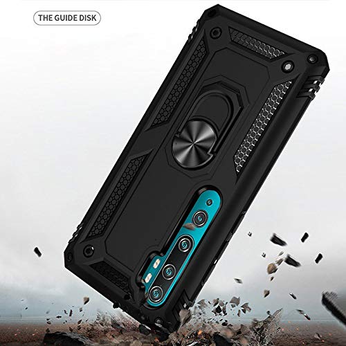 Image of DR VAKU Hybrid Ring Armor Back Cover for Redmi Note 10 Pro Tough Armor Bumper Case with 360 Metal Rotating Kickstand Ring Holder - Black