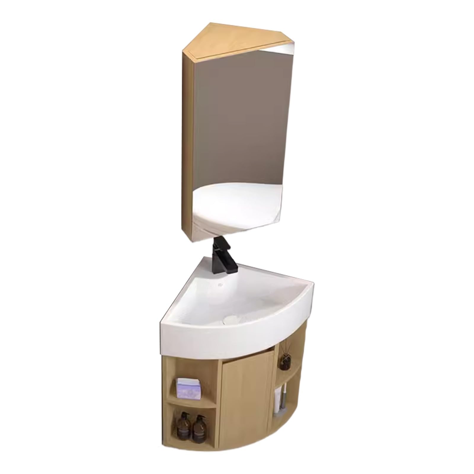 Mueble Baño Suspendido con Lavabo, Gran Espacio de Almacenamiento Bisagra de Acero Inoxidable Espejo Bañado en Plata, Armario Baño Espejo, para Baño(38CM)