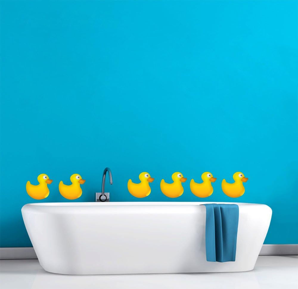 Rubber Duckies - Set of 6 Cute Bathroom Décor Wall Decal - 22 x 2
