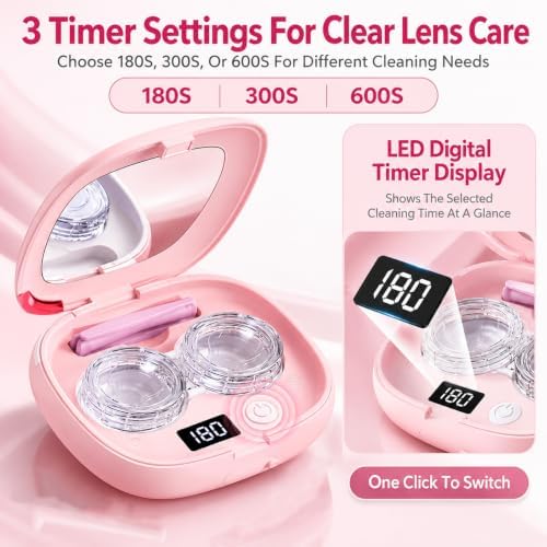 Ultrasonic Contact Lens Cleaner, Portable Rechargeable Contact Lens Cleaning Machine with Removable Lens Case, Tweezers, Applicator Stick and USB Cable for Home and Travel — 사진 5