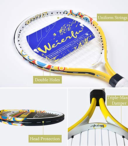 image for Weierfu Junior Tennis Racket for Kids Toddlers Starter Racket 17 with 
