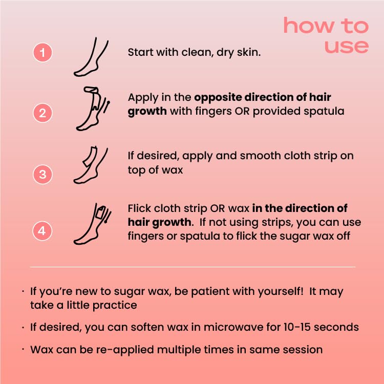 Miniatura 6 de KoluaWax Kit de cera de azúcar vegana para mujeres y hombres, depilación para todo tipo de piel y cabello, axilas, bikini, brasileño, cara y pierna,