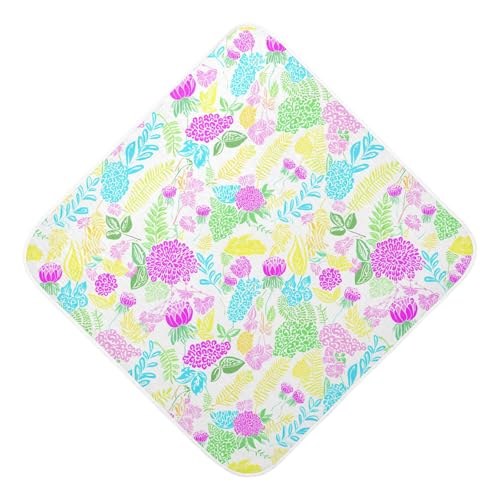 Msyxl Pastel Floral Leaves Hooded Towel - Ultra Soft & Absorbent Muslin Cotton Bath Towel for Babies, Toddlers, Newborn - Boys & Girls Essential 35