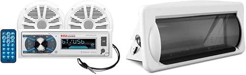 BOSS Audio Systems MCK632WB.6 Paquete de receptor y altavoz marino resistente a la intemperie - Audio Bluetooth, USB, MP3, AM FM, entrada auxiliar, disponible en Yaxa Colombia