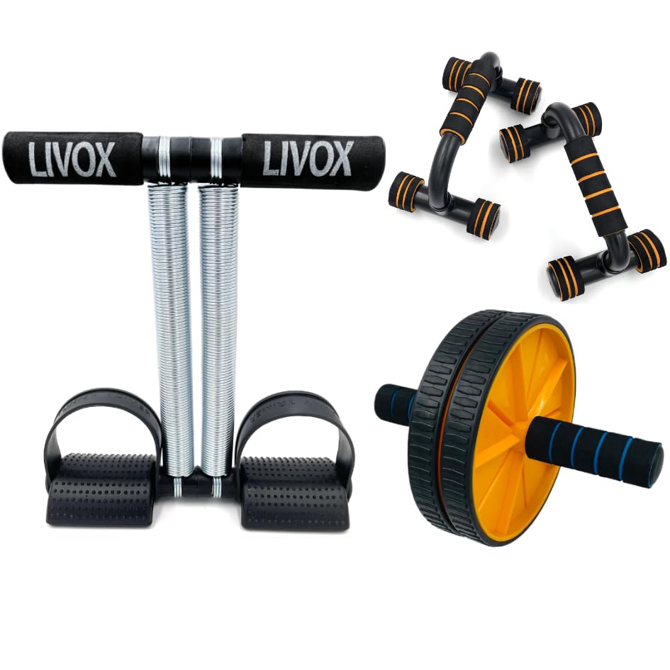 LIVOX Gym Exercise Equipment Set Home Workout Combo Men and Women – Included Items (Tummy Trimmer, Push Up Stand and Abs Wheel Roller) (B08NWWS1Y1) Amazon Price History, Amazon Price Tracker