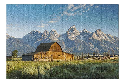 Jackson Hole, Wyoming - Famous Barn at Mormon Row in Grand Teton National Park 9005562 (Premium 1000 Piece Jigsaw Puzzle for Adults, 20x30, Made in USA!)