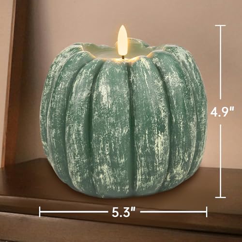 Image of Fall Decorations for Home - Fall Decor - Flickering Flameless Wax Pumpkin LED Candle with Timer Remote - Autumn Party Decorations Indoor - Thanksgiving Battery Operated Candle Light for Mantel Table