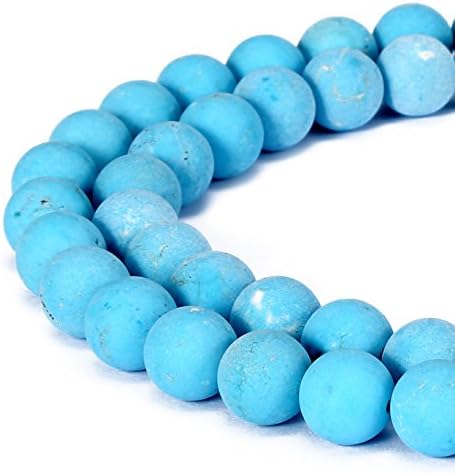 BRCbeads Chinese Turquoise Natural Gemstone Loose Beads 4mm Matte Round Crystal Energy Stone Healing Power for Jewelry Making- Blue