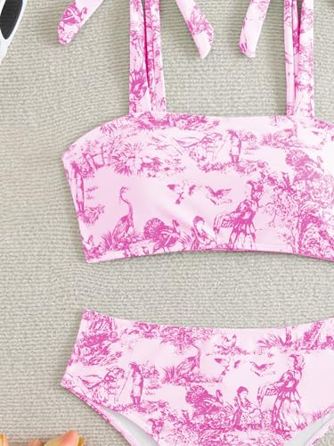 Verdusa Women's 2 Piece Graphic Bikini Set Bow Tie Shoulder Swimsuit Summer Bathing Suits3